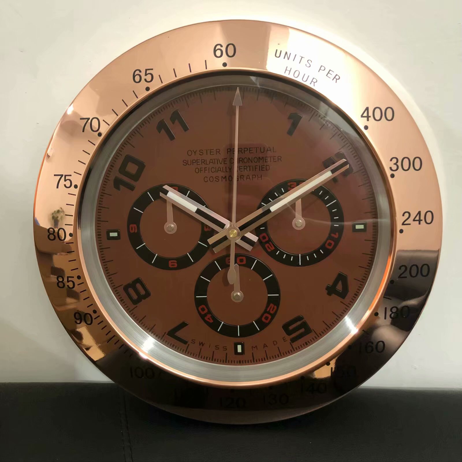 Large Wall Clocks - Rose Gold and Brown Face - Click Image to Close